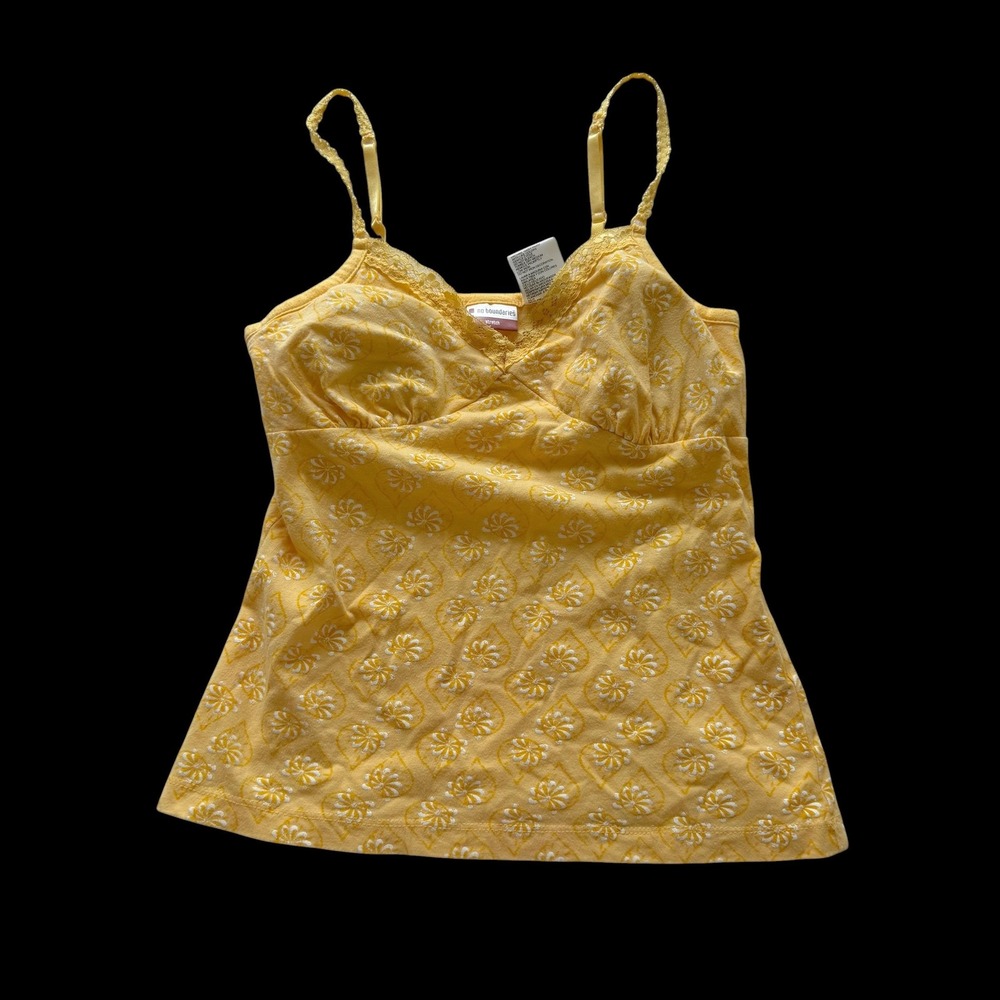 No Boundaries Yellow Butterfly Print Lace Trim Cami Top NB18OSU543 Juniors M 7/9